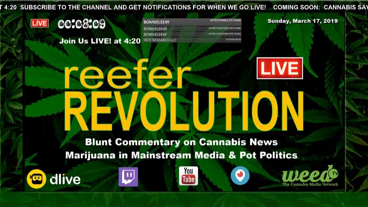 Reefer Revolution LIVE! Sundays Blunt Commentary on Cannabis News, Pot Politics & Marijuana Media