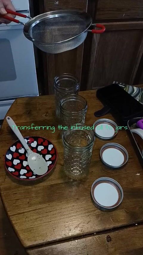 Transferring the Infused Oil to Jars