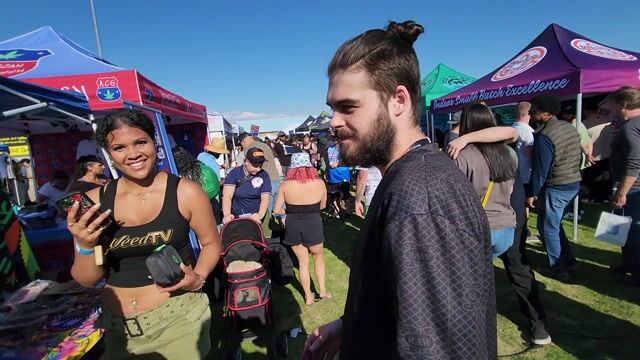 The happiest woman at Kushstock with her new Happy Kit