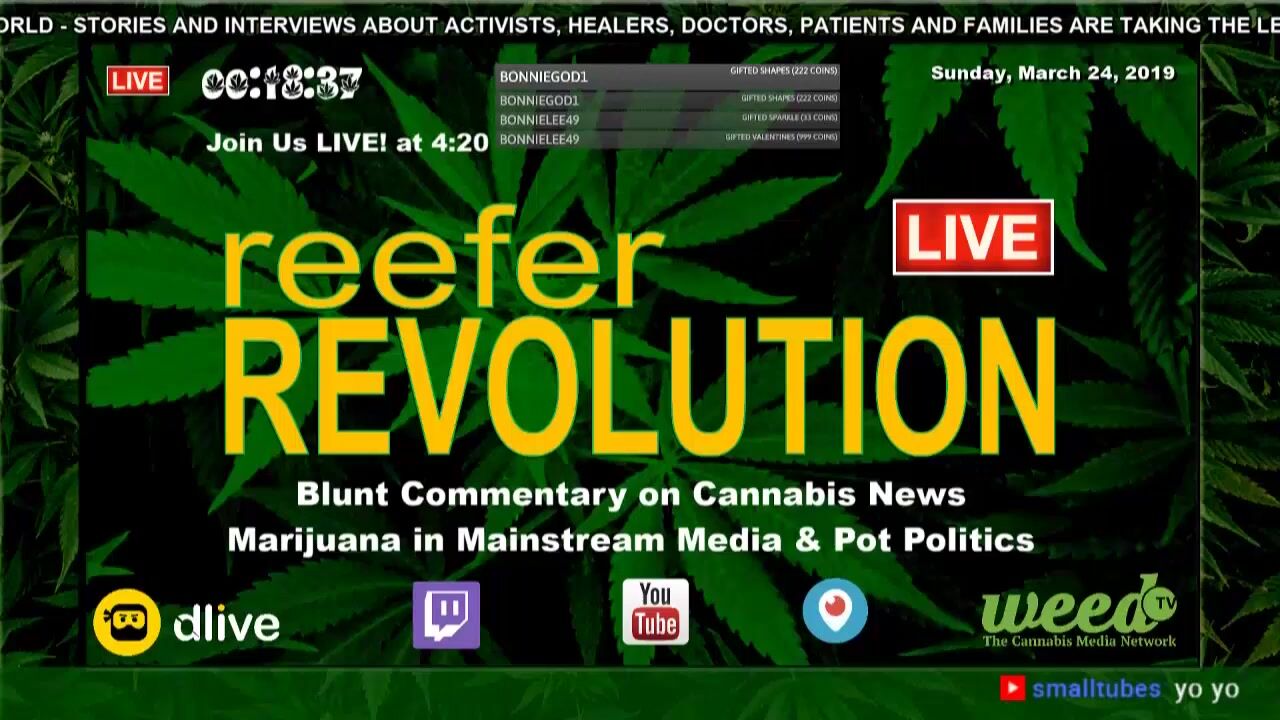 Reefer Revolution LIVE! Sundays Blunt Commentary on Cannabis News, Pot Politics & Marijuana Media