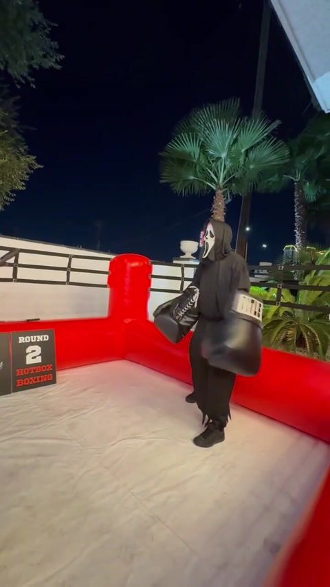 Scary Sheldon is in the Hot Box Boxing Ring!